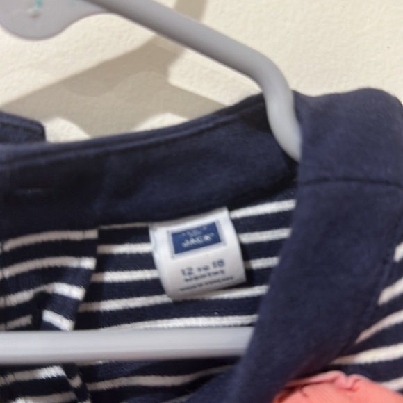 • Janie and Jack • Girls FLORAL STRIPED PONE DRESS Navy Blue & White 12-18 Month - Picture 3 of 4